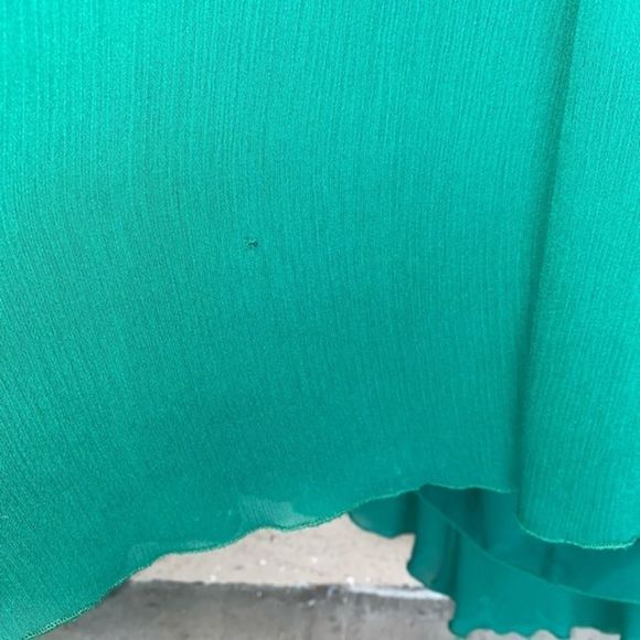 Badgley Mischka Designer Green Chiffon Gown Sweetheart Neckline - Picture 11 of 12